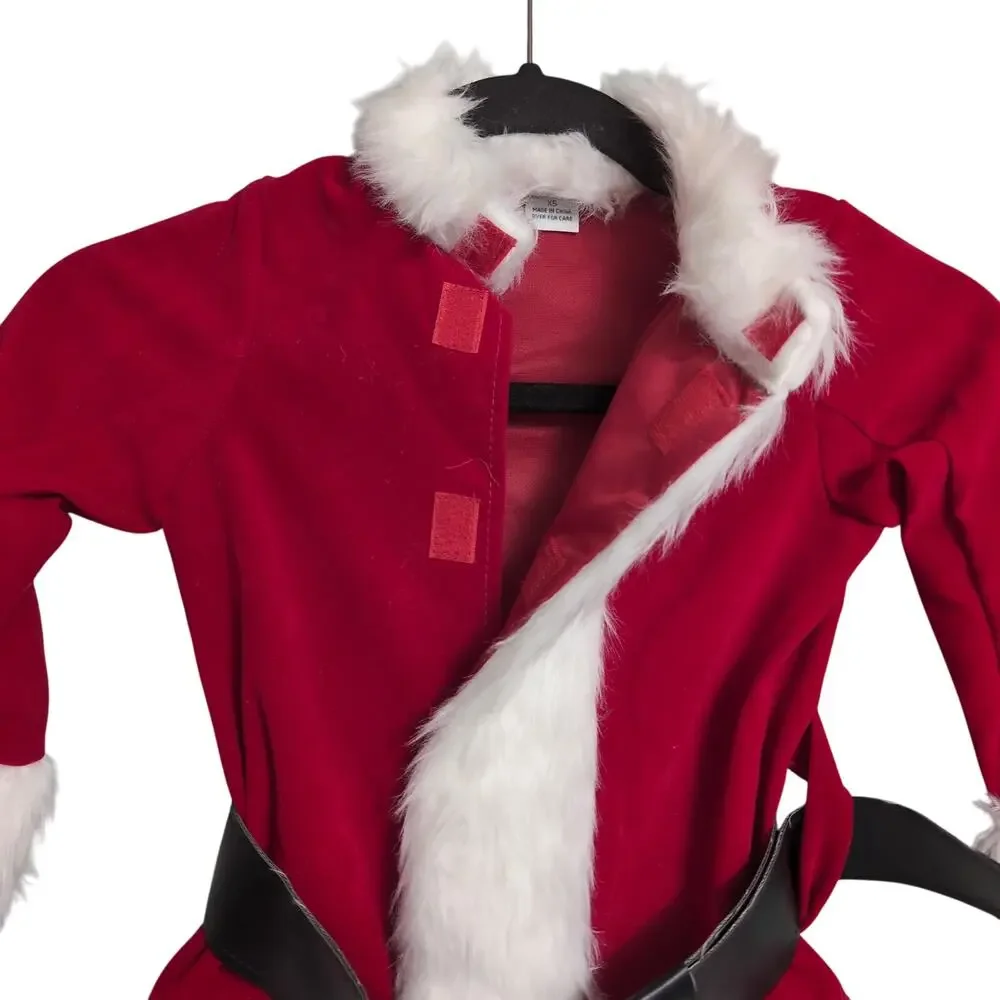 Child's Santa Outfit Top Belt Bag Booties Hat Glove Bell Wig Beard XS